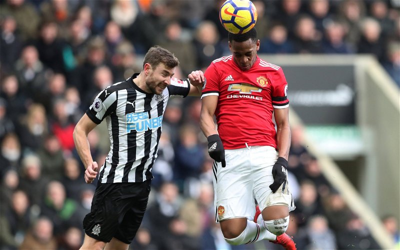 Image for Newcastle defender reacts to superb win over Manchester United in four words on Twitter