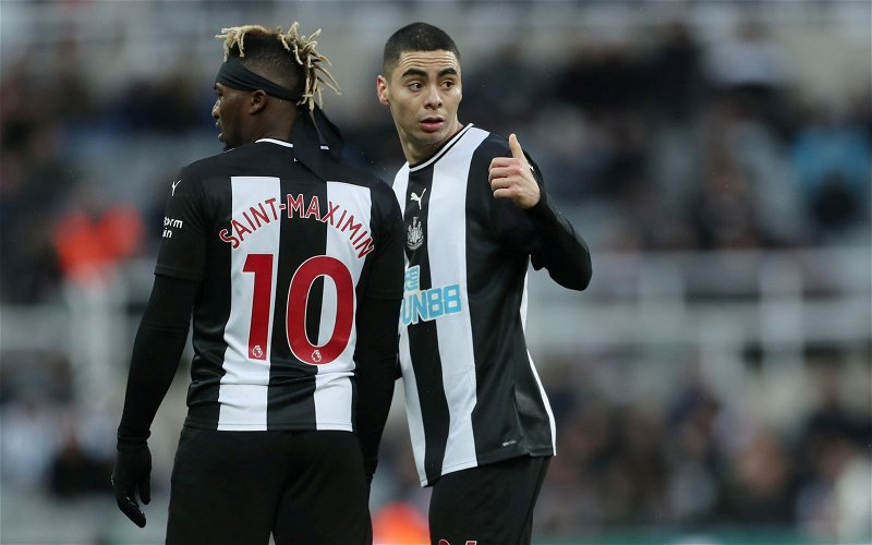 Image for Miguel Almiron: Newcastle United fans love Allan Saint-Maximin’s support for teammate