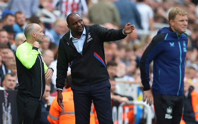 Image for Patrick Vieira backs Newcastle United for European football after Crystal Palace draw