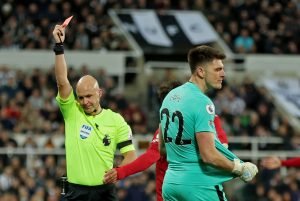 nick pope newcastle liverpool red card premier league 2023